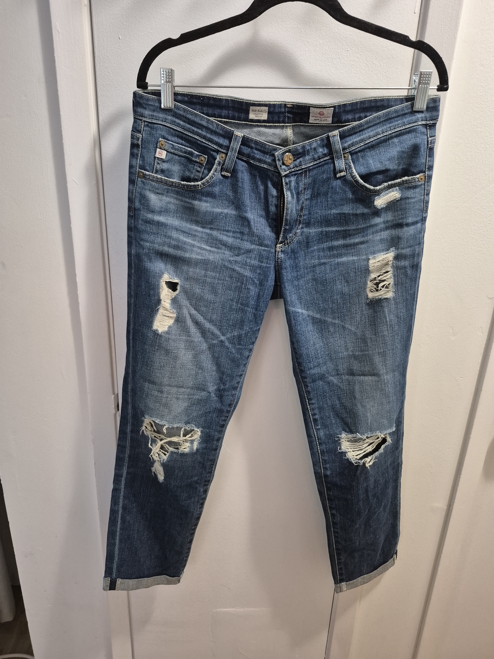 Adriano Goldschmied Distressed Blue Cropped Jeans